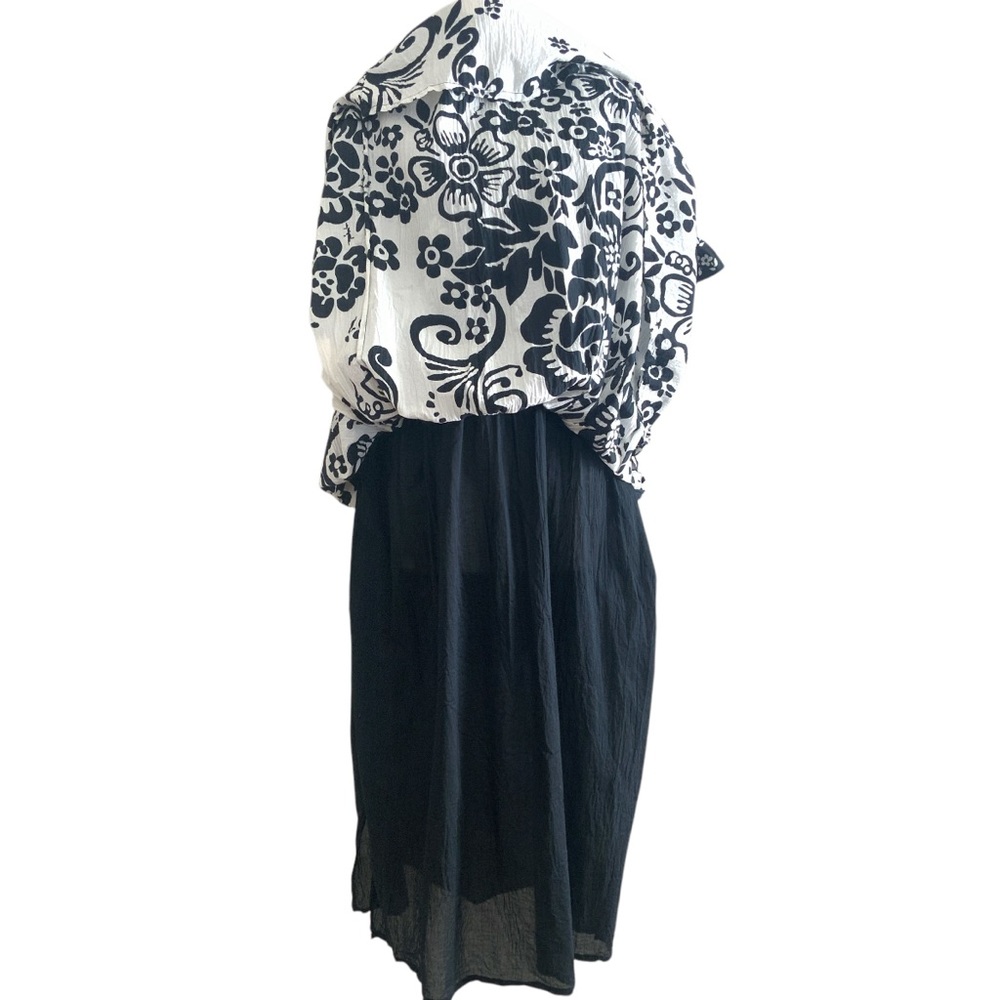 Vintage 90’s Phool Black White Wallpaper Print Cotton Dress Women’s Size XLarge - Picture 13 of 16